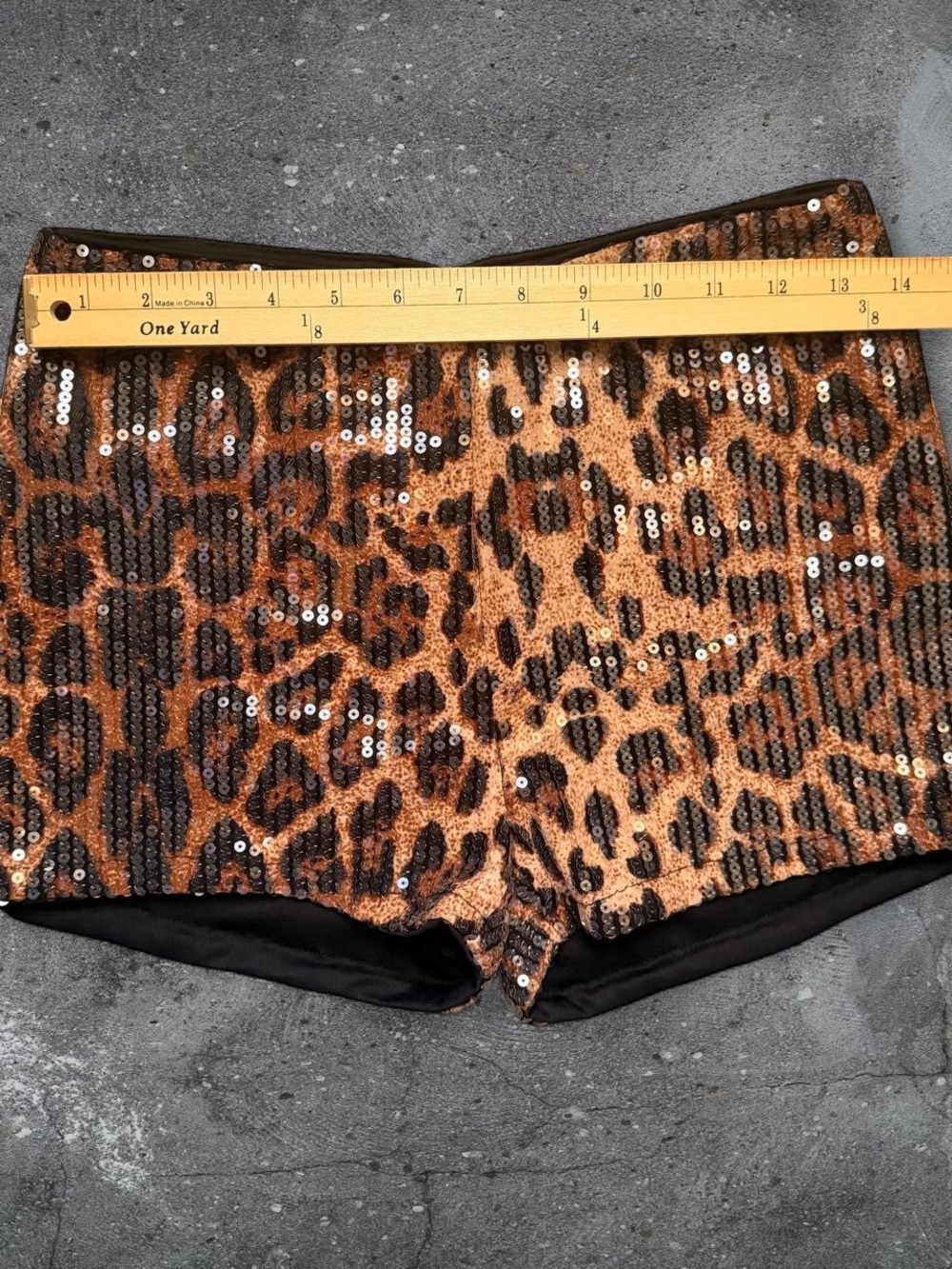 Leopard Sequin Hot Pants Size M Animal Print Micro Shorts Y2K Party Club - Picture 3 of 5